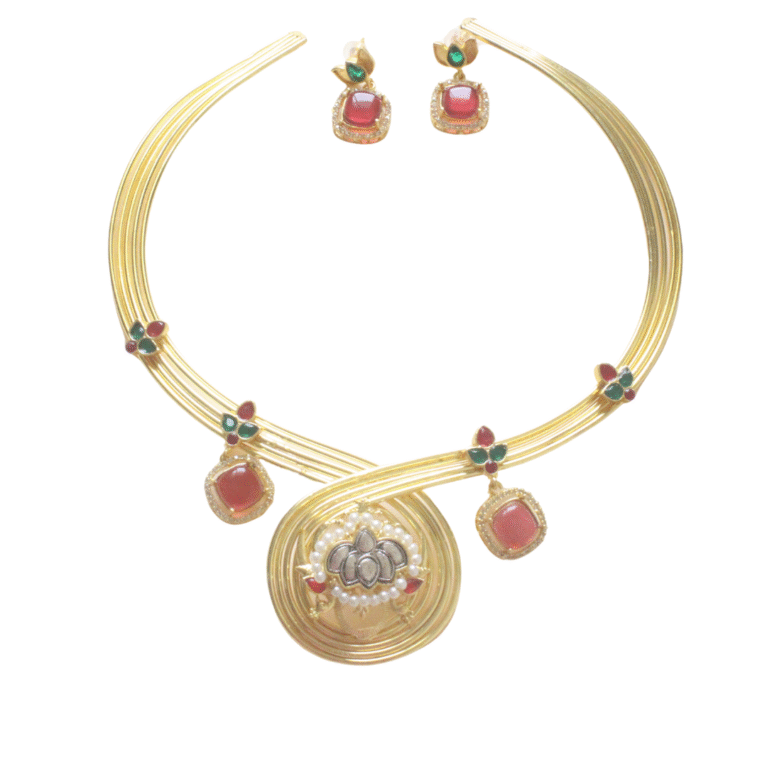 Stone choker with earrings