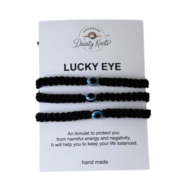Lucky Eye Handmade Bracelet Set - Black Macrame Evil Eye Bracelets (Set of 3)