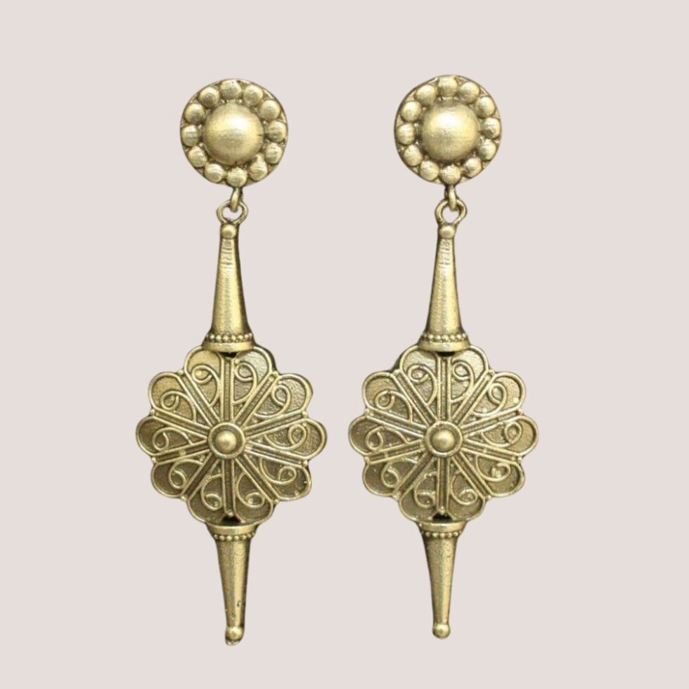 Oxidized Silver Floral Drop